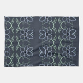 ネイビーファンシーブルーのハンドタオル キッチンタオル (横)