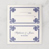 ネイビーファンシーブルーギリシャ鍵フレームエスコートカードアイボリー プレイスカード (外部開封)