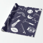 ネイビーファーザーズデイラッピング紙 ラッピングペーパー (アンロールド)