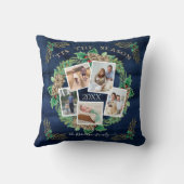 ネイビーファームハウスファミリーフォトウォーターカラーパインリース クッション (裏面)