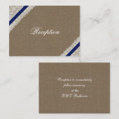 ネイビーフェイクブルーレース結婚式レセプションカード エンクロージャーカード (正面/裏面)