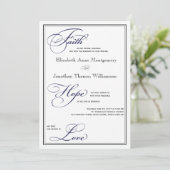 ネイビーフェイスホープラブスクリプト結婚式招待状 招待状 (スタンド正面)