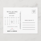 ネイビーフォトウェディング日付カレンダーを保存 案内ポストカード (裏面)