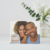 ネイビーフォトウェディング日付カレンダーを保存 案内ポストカード (スタンド正面)