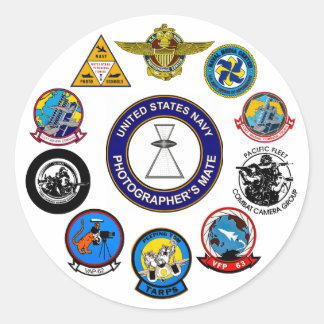 ネイビーフォトグラファーのコマンドステッカー ラウンドシール