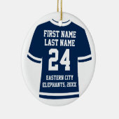 ネイビーフォトサッカーサッカーホッケースポーツジャージー セラミックオーナメント (右)