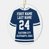 ネイビーフォトサッカーサッカーホッケースポーツジャージー セラミックオーナメント (左)