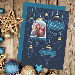 ネイビーフォトハッピーホリデーカード シーズンカード