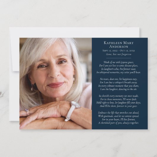 ネイビーフォーエバー我々のハート写真葬儀 サンキューカード (裏面)