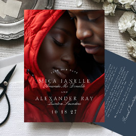 ネイビーフォーマルブクラシックルエレガント書道写真 セーブザデート