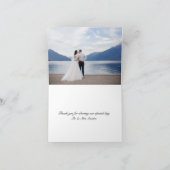 ネイビーフラワーの水彩ウェディングフォト サンキューカード (内部)