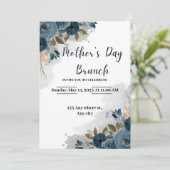 ネイビーフラワーウォーターカラーマザーズデイブランチ 招待状 (スタンド正面)