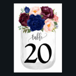 ネイビーフラワーズメイスンジャー国結婚式 テーブルナンバー<br><div class="desc">水の色のメイスンジャー海軍フローラデザイン。ロマンチックなボホシックスタイル。各テーブル番号を個別に作成する必要がある。1.テーブル番号をデザインに追加2.カートに追加。3.必要なテーブル番号ごとに繰り返す。追加の変更(フォントの色、フォントのスタイル、削除または移動の要素、他の文言"表"は編集できないが色を変更することができる変更)、パーソナライズでスクロールしクリックて下にスクロールしクリックて、"リンクにクリックは更にカスタマイズ"リンクします。**一致する招待状、ブライダルシャワーゲーム、ラベル、およびサインのコレクションをご覧ください**</div>