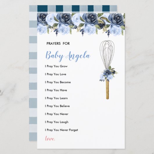 ネイビーフラワーズ祈りの言葉ベビー緑フローラ (正面/裏面)