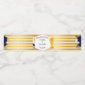 ネイビーフラワーズ金ゴールドバブル&ブ結婚リーズ ペットボトルラベル (シングルラベル)