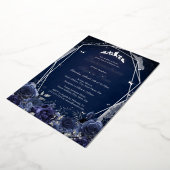 ネイビーフラワーティアラシルバーキンセアニェラ 箔招待状 (回転した状態)