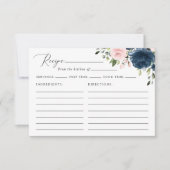 ネイビーフラワーピンクの花ブライダルシャワーレシピ (正面)