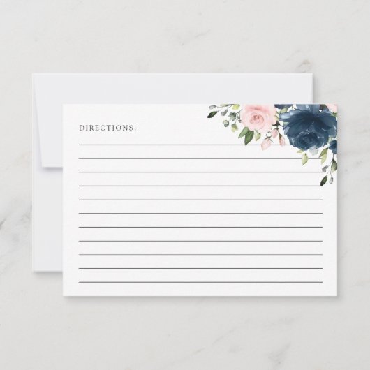 ネイビーフラワーピンクの花ブライダルシャワーレシピ (裏面)
