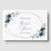 ネイビーフラワーブルーフラワーボホブライダルシャワー ゲストブック (正面)