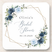 ネイビーフラワーブルーフラワーボホブライダルシャワー コースター (正面)