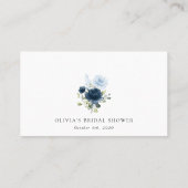 ネイビーフラワーブルーフラワーボホブライダルシャワー プレイスカード (裏面)