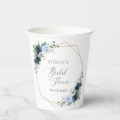 ネイビーフラワーブルーフラワーボホブライダルシャワー 紙コップ (正面)