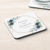 ネイビーフラワーブルーフラワーボホ結婚フローラ コースター (左側)