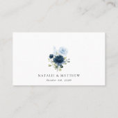 ネイビーフラワーブルーフラワーボホ結婚フローラ プレイスカード (裏面)