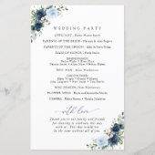 ネイビーフラワーブルーフラワーボホ結婚式 プログラム (裏面)