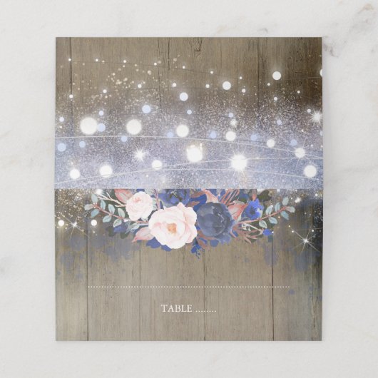 ネイビーフラワーライトとストリングラ素朴イト プレイスカード (外部開封)