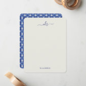 ネイビーフランスのとブルーモノグラムのノートカード ノートカード (正面/裏面インサイチュ)