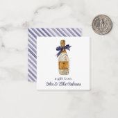 ネイビーフランスのボウギフト付き水彩シャンパン ノートカード (正面/裏面インサイチュ)