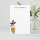 ネイビーフランスのボウ付き水彩シャンパン サンキューカード (スタンド正面)