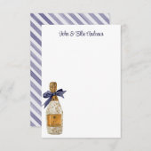 ネイビーフランスのボウ付き水彩シャンパン サンキューカード (正面/裏面)