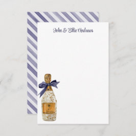 ネイビーフランスのボウ付き水彩シャンパン サンキューカード