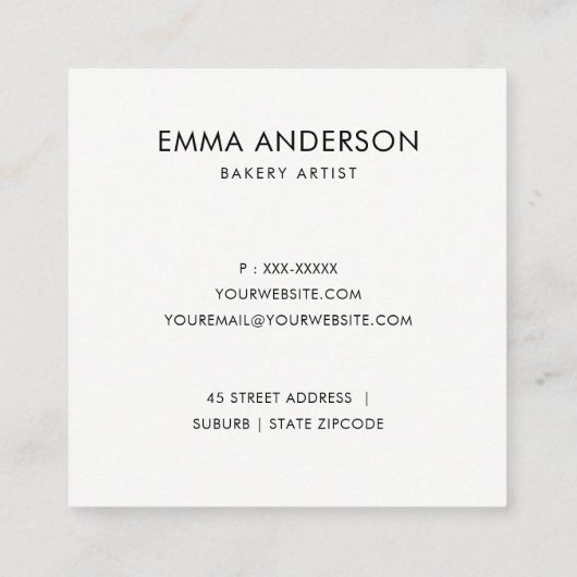 ネイビーフルーツフローラケーキパティスリーカップケーキベーカリー スクエア名刺 (裏面)