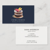 ネイビーフルーツフローラケーキパティスリーカップケーキベーカリー 名刺 (正面/裏面)