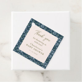 ネイビーフロスト開花フローラベビーシャワーありがとう フェイバータグ