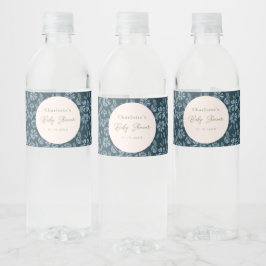ネイビーフロスト開花フローラベビーシャワーカスタム ペットボトルラベル