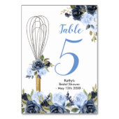ネイビーフローラすぐにウィスクされる遠くにブライダルシャワー テーブルナンバー (裏面)