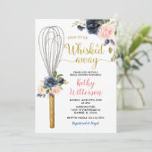 ネイビーフローラすぐにウィスクされる遠くにブライダルシャワー 招待状 (スタンド正面)