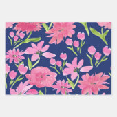 ネイビーフローラの水色 ラッピングペーパーシート (正面2)