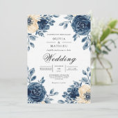 ネイビーフローラウォッシュ結婚ズ 招待状 (スタンド正面)