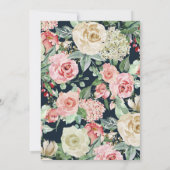 ネイビーフローラエレガンスブライドガウンブライダルシャワー 招待状 (裏面)