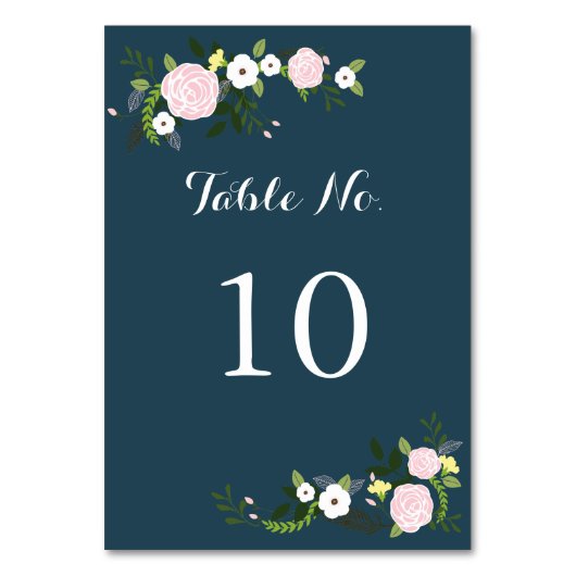 ネイビーフローラガーデンテーブル番号カード テーブルナンバー (正面)