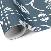 ネイビーフローラタイル ラッピングペーパー (ロールコーナー)