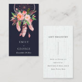 ネイビーフローラドリームキャッ結婚チャーのギフトレジストリ 名刺 (正面/裏面)