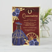 ネイビーフローラドレスチャロブルゴーニュキンセアニェラ 招待状 (スタンド正面)