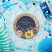 ネイビーフローラブライダルシャワー ペーパープレート (パーティー)