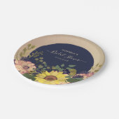 ネイビーフローラブライダルシャワー ペーパープレート (アングル)